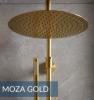 ARMATURA KRAKÓW KFA MOZA PREMIUM BRUSHED GOLD DESZCZOWNIA WANNOWA Z BATERIĄ TERMOSTATYCZNĄ 5736-921-31